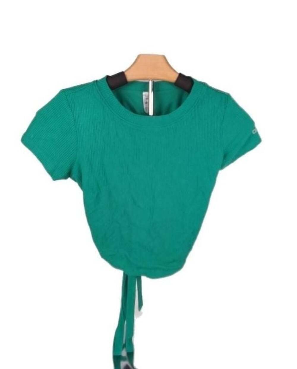 Alo Yoga Lark Short Sleeve Ribbed Cutout Back Crop Top XS